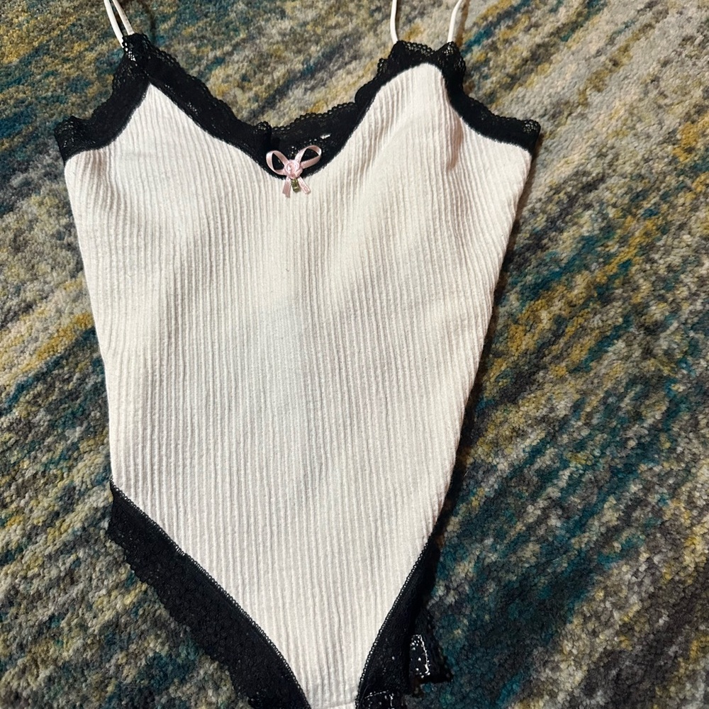 Out From Under UO black and white lace bodysuit